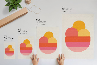 Wandposter Levendige cirkels in een kom, minimalistische stijl