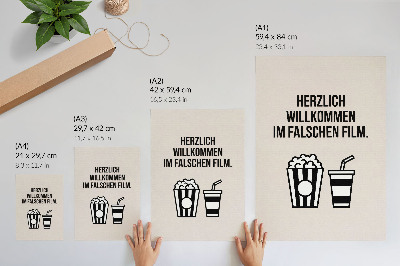 Decoratieve poster Betekenisvolle teksticonografie, bioscoop, beige achtergrond