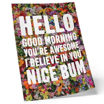 Decoratieve poster Kleurrijke bloemen met witte tekst, moderne typografie.