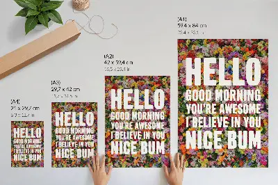 Decoratieve poster kleurrijke bloemen met witte tekst en moderne typografie