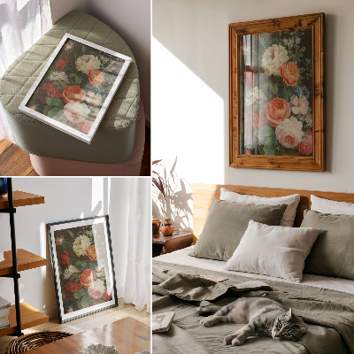Wandposter Kleurrijke bloemen in een klassieke schilderstijl.