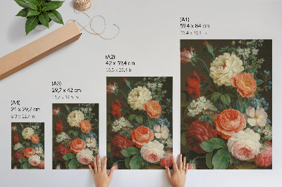 Wandposter Kleurrijke bloemen in een klassieke schilderstijl.