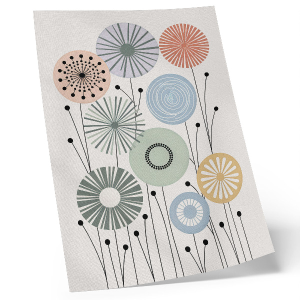 Poster Kleurrijke geometrische bloemen op een lichte achtergrond