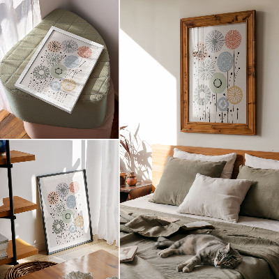 Poster Kleurrijke geometrische bloemen op een lichte achtergrond