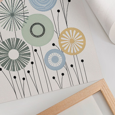 Poster Kleurrijke geometrische bloemen op een lichte achtergrond