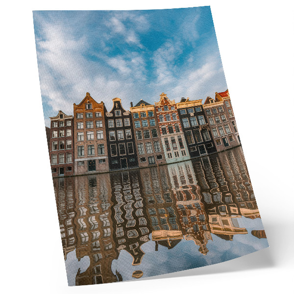 Decoratieve poster Kleurrijke huizen weerspiegelen het ritme van het water in het kanaal