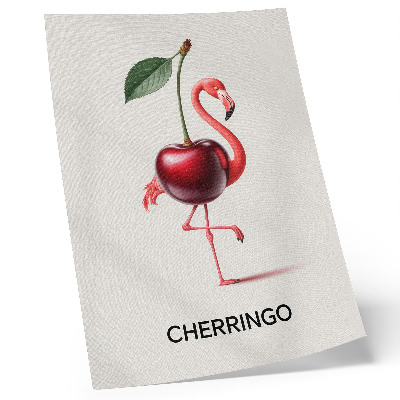 Decoratieve poster Roze en rode flamingo met kers - fantasiecompositie