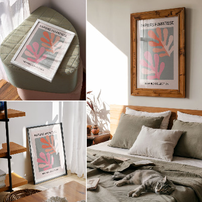 Wandposter Geometrische bladeren geïnspireerd door de kleurrijke bladeren van Matisse