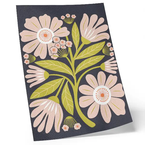 Decoratieve poster met retro bloemenmotieven voor een zorgeloze inrichting
