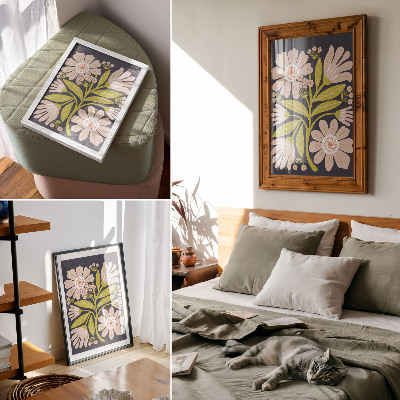 Decoratieve poster Retro bloemenmotieven, maar dan zonder gedoe.