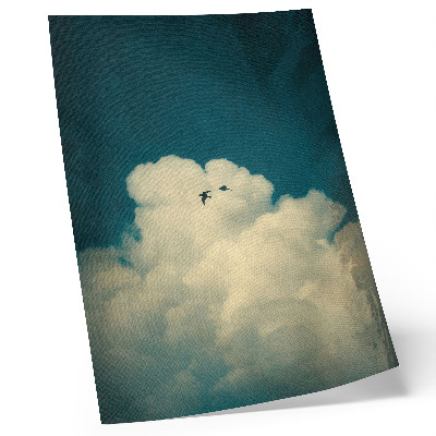 Wandposter Witte wolken, turkooizen lucht, twee vogels, ruimte