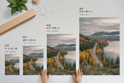 Decoratieve poster Een pittoreske weg tussen de bomen langs het meer.