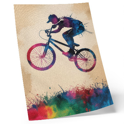 Poster Dynamische kleuren van de fietser, moderne actie