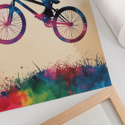 Poster Dynamische kleuren van de fietser, moderne actie