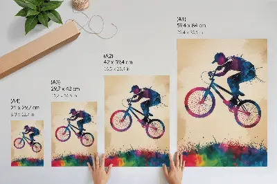 Poster dynamische kleuren van de fietser met moderne actie