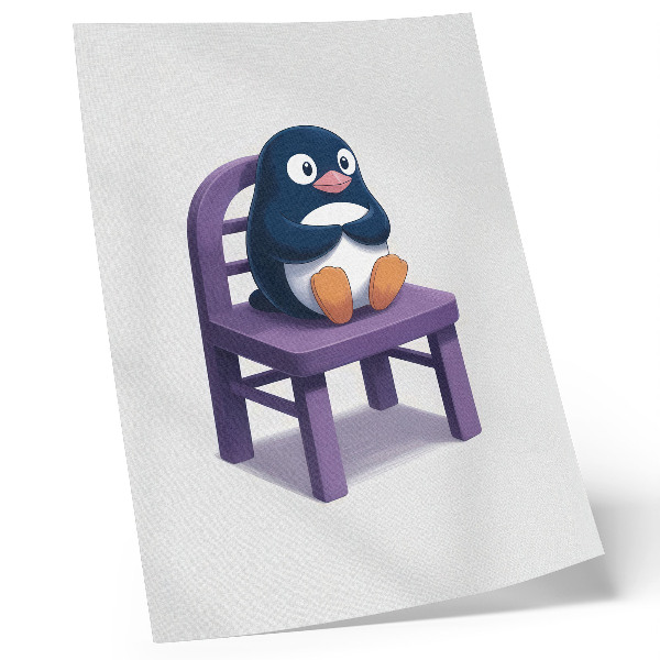 Decoratieve poster Paarse pinguïn op een stoel Vreugde Minimalisme