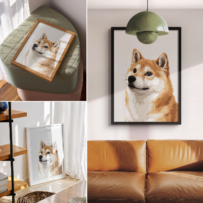 Wandposter Een opvallende hond in beige en crèmekleuren, minimalistisch.