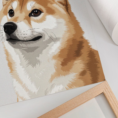 Wandposter Een opvallende hond in beige en crèmekleuren, minimalistisch.
