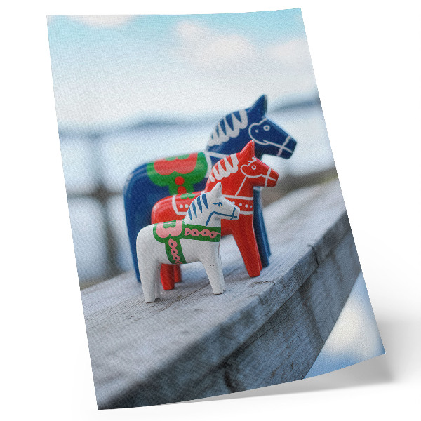 Poster Kleurrijke paardenbeeldjes in Scandinavische stijl.