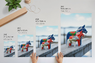 Poster Kleurrijke paardenbeeldjes in Scandinavische stijl.