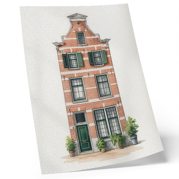 Poster Rode bakstenen, groene ramen, klassieke architectuur