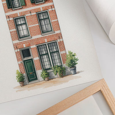 Poster Rode bakstenen, groene ramen, klassieke architectuur