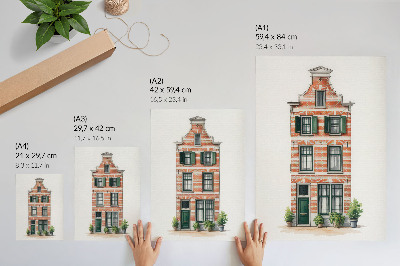 Poster Rode bakstenen, groene ramen, klassieke architectuur