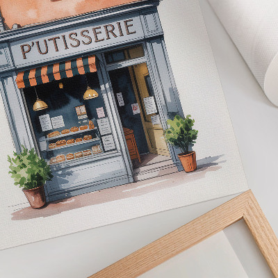 Wandposter Retro bakkerij met pastelkleurige muren