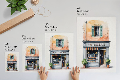Wandposter Retro bakkerij met pastelkleurige muren