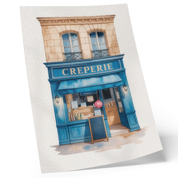 Poster De blauwe gevel van een café in een charmante straat.