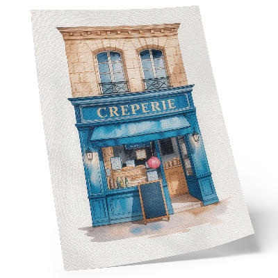 Poster De blauwe gevel van een café in een charmante straat.