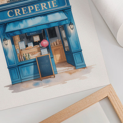 Poster De blauwe gevel van een café in een charmante straat.