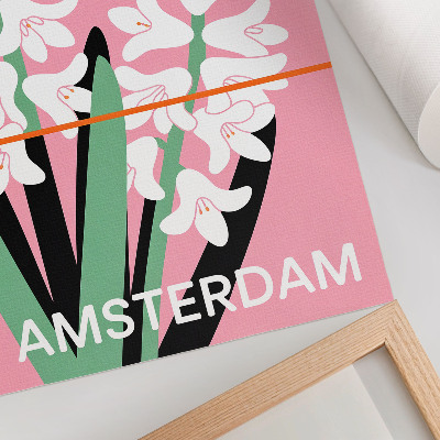 Decoratieve poster Witte bloemen, roze letters, groen contrast