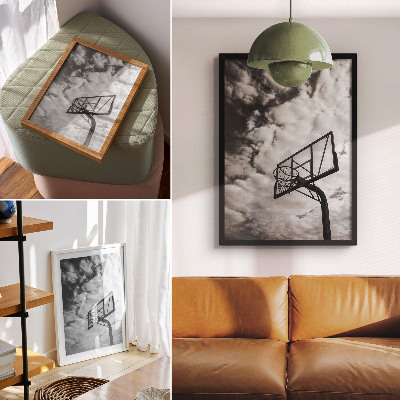 Wandposter Contrasterende lucht, wolken, mand, stadsleven