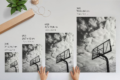 Wandposter Contrasterende lucht, wolken, mand, stadsleven
