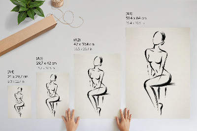 Poster Minimalistisch silhouet in contrast met zwart en wit.