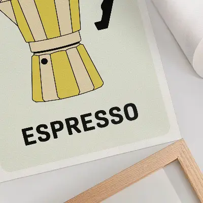 Decoratieve poster met cafetaria afbeelding op een heldere achtergrond en aantrekkelijke tekst