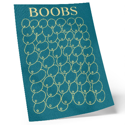 Wandposter Gebogen lijnen in gele tint op een turquoise achtergrond