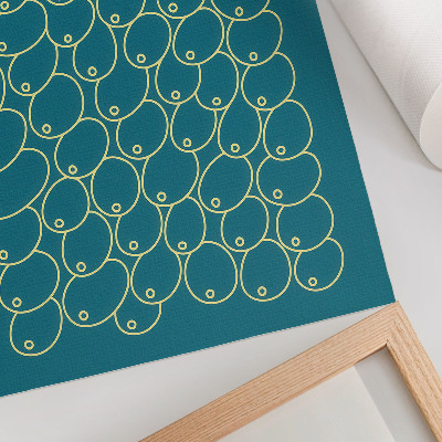 Wandposter Gebogen lijnen in gele tint op een turquoise achtergrond