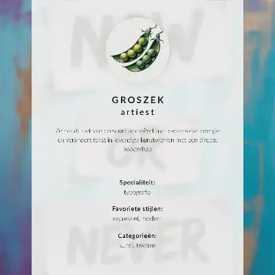 Poster met dynamische contrasten, krachtige typografie in turkoois en paars