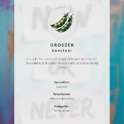 Poster Dynamische contrasten, krachtige typografie, turkooispaars