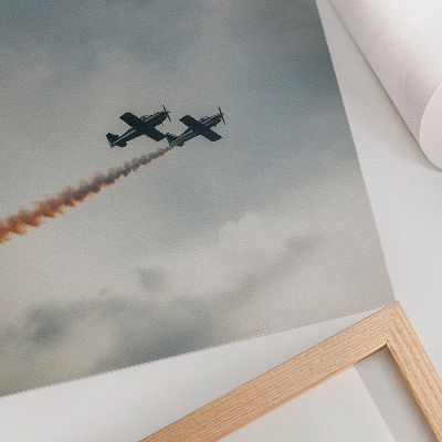 Wandposter Twee vliegtuigen in de lucht, minimalistische techniek