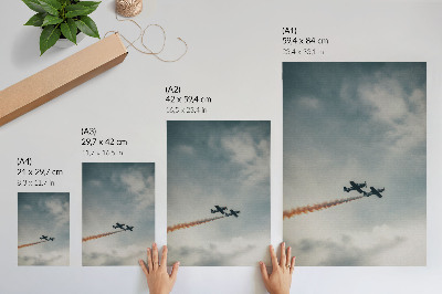 Wandposter Twee vliegtuigen in de lucht, minimalistische techniek