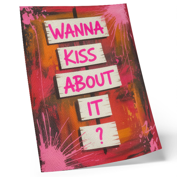Poster Kleurrijke achtergrond met roze letters