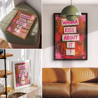 Poster Kleurrijke achtergrond met roze letters