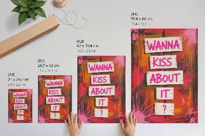 Poster Kleurrijke achtergrond met roze letters