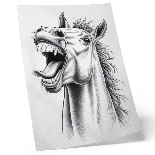 Wandposter Een zwart-wit illustratie van een energiek paard.