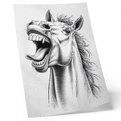 Wandposter Een zwart-wit illustratie van een energiek paard.