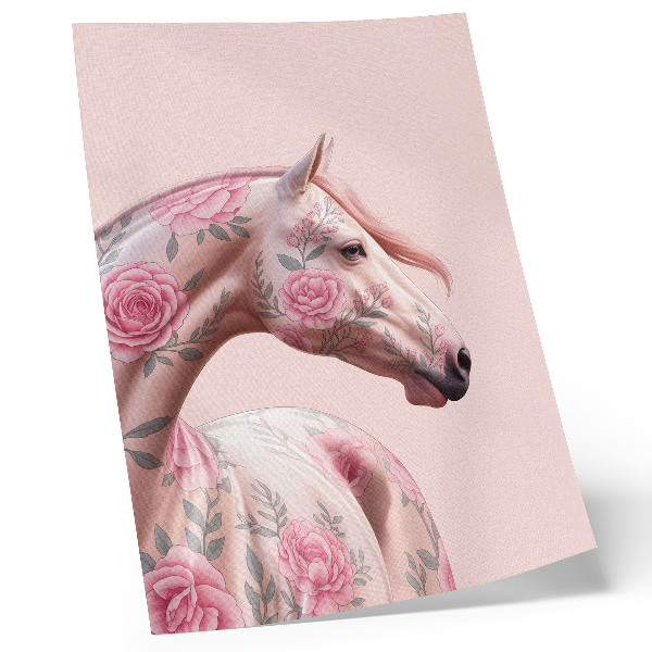 Poster Paard met bloemen, romantische elegantie, moderniteit