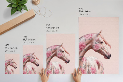 Poster Paard met bloemen, romantische elegantie, moderniteit